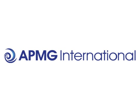APMG International logo, blue writing on a white background.